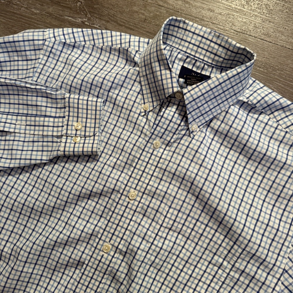 Brooks Brothers Shirt Mens M Blue Check Plaid Cotton Preppy Casual Office 346